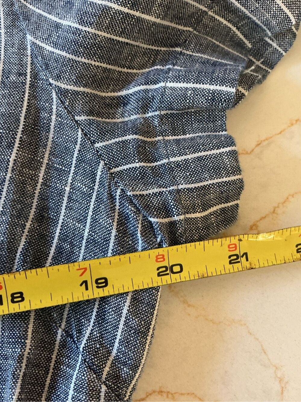 Quince 100% European Linen Button Front Dress Sz M Chambray Stripe - Picture 6 of 7